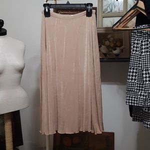 Womens Long Skirt Sz Small elastic waist spandex Nude Tan Thin MADE IN HEAVEN